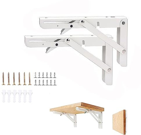 Vebetter Klappkonsole 250mm, 2 Stück Schwerlast, Edelstahl Klapptisch Wand, Klappregalhalterungen, Tragfähigkeit 60kg, Für Platzsparende Haus Küche Büro Wandmontage