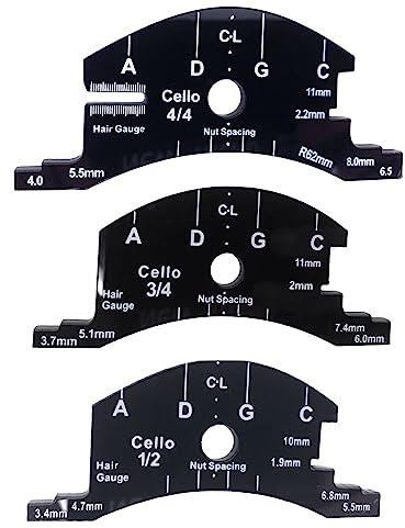 TUOREN Bridge Fingerboard Template Repair Reference Tool Violincello Making Tools 1/2 3/4 4/4 3pcs