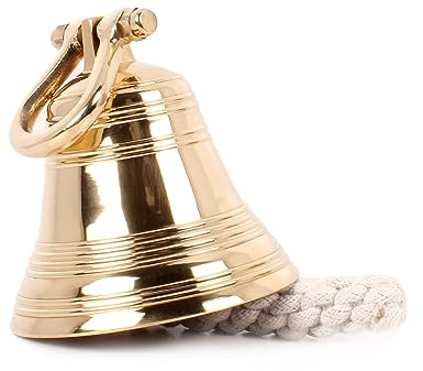 Handcrafted Trading Co. Brass Ship Bell 4 – Heavy Duty Nautical Hanging Service Bell