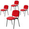 Topsit 4er Set Besucherstuhl ISO, Bequemer Konferenzstuhl, stapelbar, mit gepolsterter Sitzfläche und Rückenlehne (Rot)