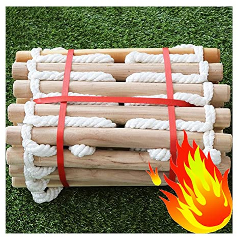 AiQima Scala Di Corda, Scala Antincendio, Scala Di Emergenza in Corda Di Legno, Scale Antincendio Scala Di Sicurezza Morbida Fuga/Natural/3M