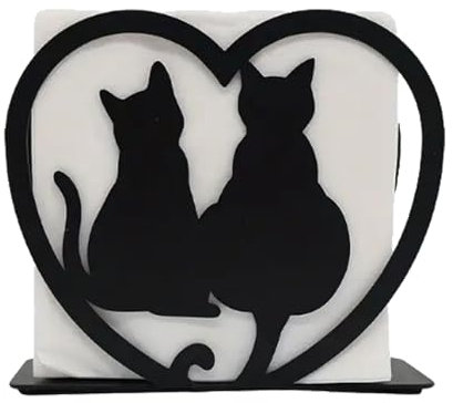 Serviettenhalter Mit Schwarzer Katze, Serviettenhalter Aus Eisen, Freistehender Taschentuchspender Aus Metall, Eisen Papierserviettenständer, Geeignet Für Esszimmer, Küche, Wohnzimmer, Schlafzimmer