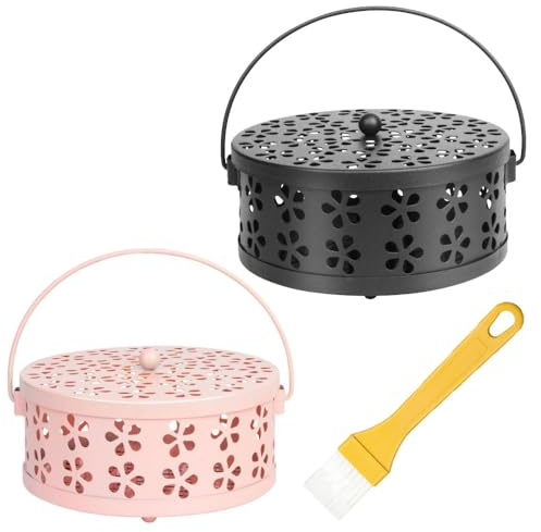 2 Pezzis Bruciatore Incenso, Porta Zampironi con Coperchio, Porta Spirali Antizanzare Bruciatore di incenso, Bobina di Zanzara, Design Cavo, Porta Incenso Anti Zanzara per Casa Campeggio Viaggi