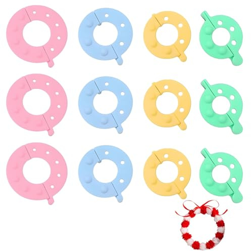 12 Pcs Pompom Maker, Pom Pom Maker Kit 4 Sizes of Production Tools Suitable for Making DIY Doll Clothes, Hat Decorations, and Handmade Home Decor Accessories