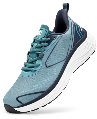 FitVille Wide Fit Running Shoes for Men with Arch Support, Lightweight Cushioning, Slip-Resistant Outsole, Comfortable Road Walking Trainers