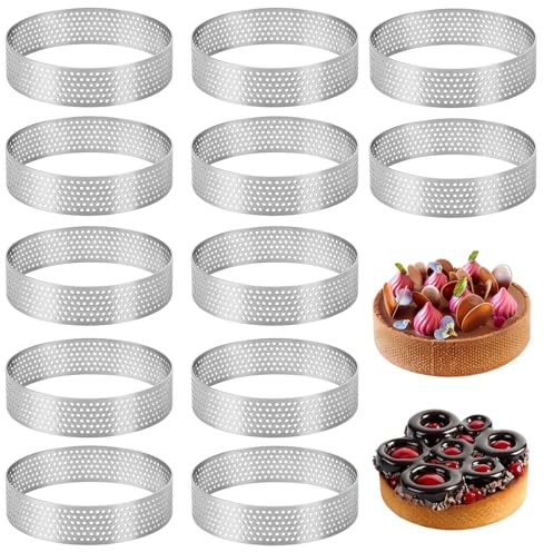 Mousse Tartelettformar, 12 stycken Ø 10 cm dessertmousse ring med hål