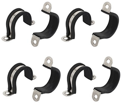 sourcing map 8Stk 25mm Dmr. Gummi Gefüttert U Form 304 Edelstahl Rohrclip Kabelklemme DE de