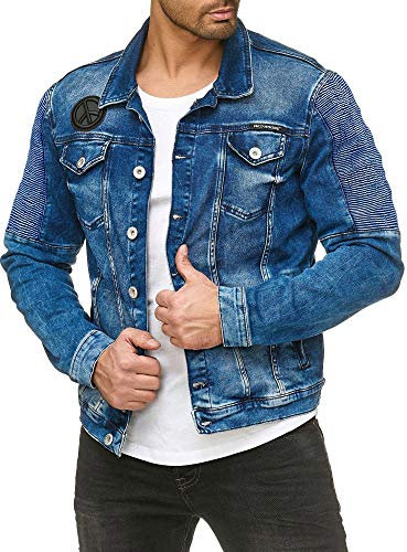 Red Bridge Herren Jeansjacke Biker Style Jeans Jacket Blue Denim Jacke Blau M6058 Jeans-Denim Gr L