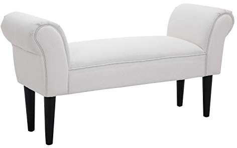 HOMCOM Banco Zapatero Banqueta con Brazos Tapizada Tipo Banco de Madera para Dormitorio Salón Recibidor 102x36x51cm Carga 130kg