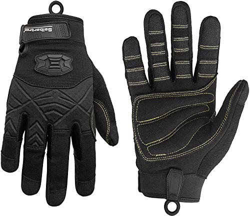 Seibertron Full Finger Padded Palm Lightweight Breathable Climbing Rope Handschuhe/Kletterhandschuhe for Kletterer, Klettern, Rettung, Abenteuer, Segeln, Kajakfahren, Sport imFreien Black XL