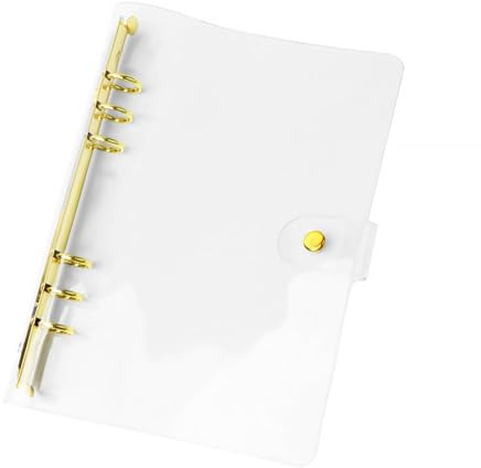 NatSumeBasics Clear A5 Binder Cover Gold 6-Ring 6.7x9.2 Folders Refillable Soft Notebook Shell Protector 6x8 Inner Accessories Supplies (Gold A5 Binder)