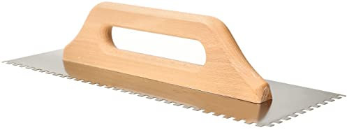 KOTARBAU® Llana Dentada de Acero Inoxidable, 6 x 6 mm / 380 mm, Paleta de alisado con Mango de Madera, Llana Peine de Diente para colocación de baldosas, Espátula Dentada, Alisadora para Azulejos