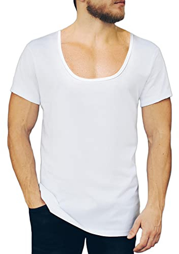 NO Show Deep Scoop Neck Cotton Odor-Control Undershirt for Men and Women, White | 3-Pack XL