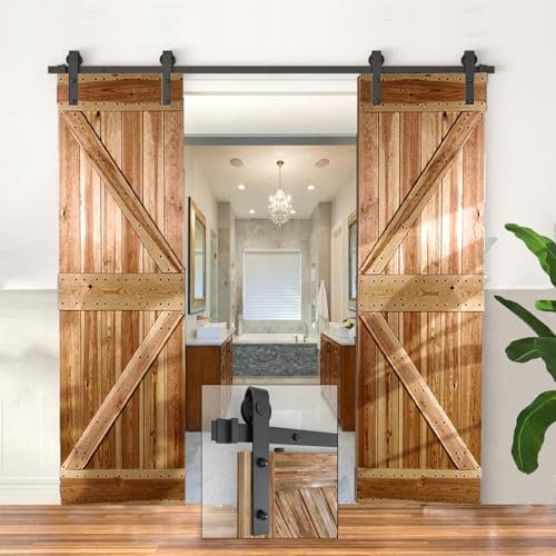 Double Barn Door Sliding Kit - 6.6FT/200cm Track Hardware for Double Doors