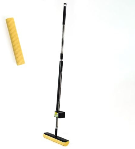 Space Mop 4-in-1: Scopa, Lavapavimenti, Lava e Asciuga Pavimenti - Pulizia Efficiente e Veloce, Adatta a Tutti i Tipi di Pavimenti (Space Mop + Ricambio, Nero)