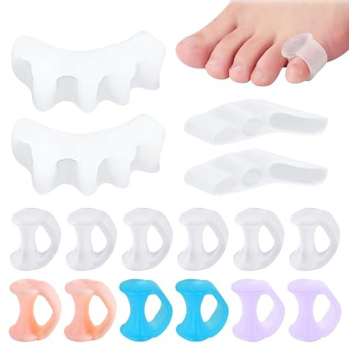 ZOCONE 16 Stück Silikon Zehenspreizer Kleiner Zeh Gel Zehentrenner Silikon Zehenspreizer Hallux Valgus Kleine Zehenstrecker Pinky Toe Separator Correct Toes für Überlappende Zehen Bunion Korrektur