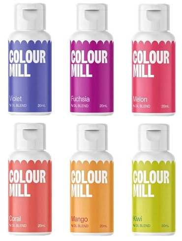 AOS Set | Colour Mill Lebensmittelfarben Set auf Ölbasis Caribik Colours Set 6x 20ml | Food Coloring für Schokolade, Fondant, Cupcakes, Kuchen, Backen | Fettlöslich Ölbasis Flüssig