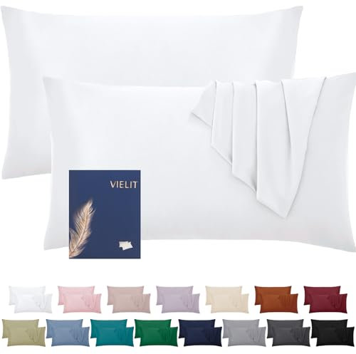 Kissenbezug 40x60 Öko-Zertifikat Weich Kissenbezüge 40x60 2er Set Mikrofaser Kissenbezug 60x40 Weiß Kissenhülle Für Kissen 40x60 Resistent Hypoallergen Vielit