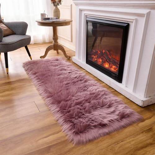 Arbosofe Ultra Soft Faux Fur Rug, Area Rugs, Light Purple Fluffy Shaggy Fur Rug for Bedroom & Living Room, Kids Room Decor, 2 x 6 Feet Rectangular