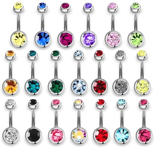 agogue 20 Stück Bauchnabelpiercing Chirurgenstahl Trendiges Accessoire für Reisen, Urlaub, Partys und den modischen Look Personalisiertes Schmuckstück