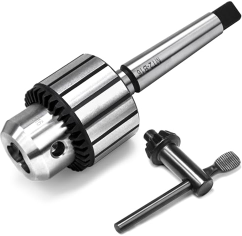 KPROE MT2 Morse Taper Drill Chuck, 1/2 Capacity, 0.005 Accuracy, Bearing Steel Construction, Fits Lathe, Drill Press & Milling, Includes Key(MT2- B16)