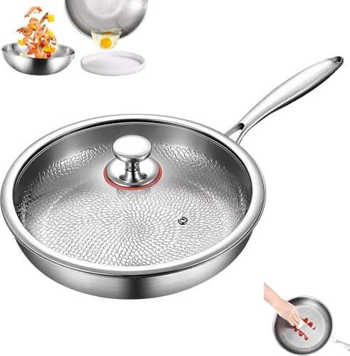 mzvoo mossman titan pfanne,tovara titanium pro pfanne,titanpfanne 28 cm,Gehämmerte Titanpfanne Pro Mit Deckel,titanium Pan,siraatskitchen Titanium Hammered Pan Pro with Lid,Extremely Durable
