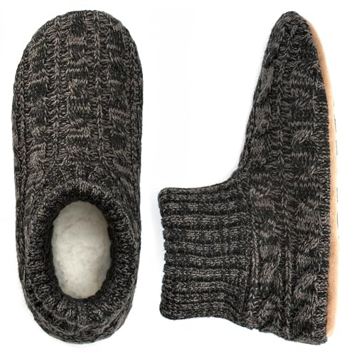 The Metluks Mens Slipper Socks with Grips Warm Fuzzy Indoor Soft Sole House Slippers Non Slip Size 10-11