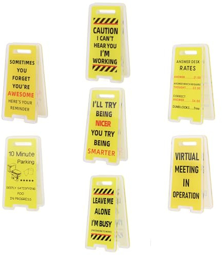 7pcs Funny Sticky Note Holders, Acrylic Office Memo Holders Hilarious Office Desk Signs Funny Gag Gifts Perfect for Coworkers Employees Bosses & Teammates (Yellow)