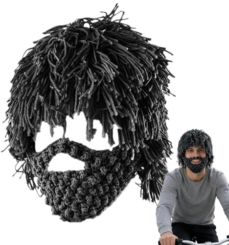 Cappello con barba, copricapo caldo lavorato a maglia punk, divertente parrucca con barba, per donne, viaggi, festival, concerti, carnevale, cosplay, appassionati di feste in costume, giochi