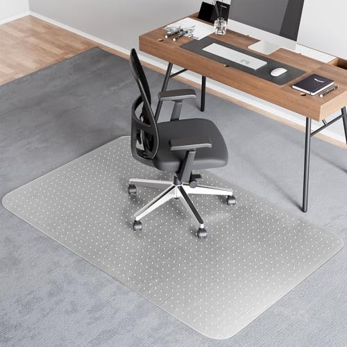 Office Chair Mat for Carpet 120x90cm 2.2mm Heavy Duty | Carpet protector chair mat, non-slip PVC, BPA-free, easy clean. Protects carpet, chair glides smooth. Durable for home office