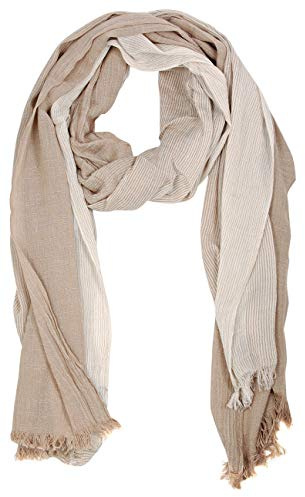 Bovari écharpe homme - coton viscose mélangé - écharpe rayée multicolore - écharpe toute l'année - douce (Beige)