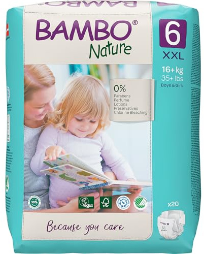 Bambo Nature Baby Windeln Größe 6 (16+kg) - 20 St. Premium Diapers mit verbesserter Auslaufsicherheit | Ultimativen Komfort & Freiheit für Aktive Kinder | Dermatologisch getestet Nappies