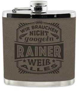 History & Heraldry Echter Kerl Flachmann Rainer - individuell und personalisiert mit Gravur, Name und Spruch