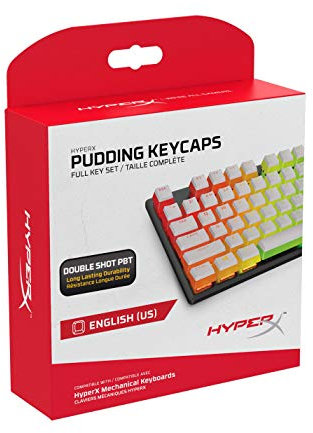 HyperX Pudding Keycaps – Full Key Set – PBT – {White} – English (US) Layout – 104 Key, Backlit, OEM Profile