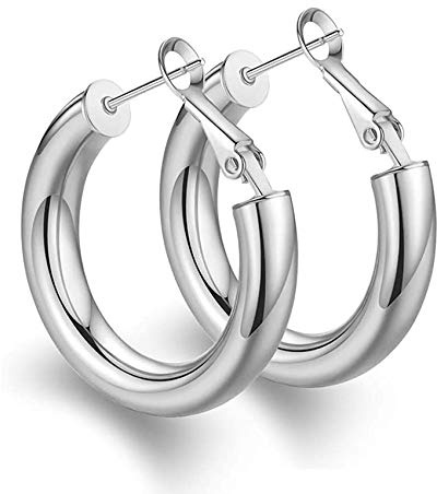 Creolen aus Sterlingsilber für Frauen, dicke, große Silberohrringe, hypoallergene, klobige Silbercreolen