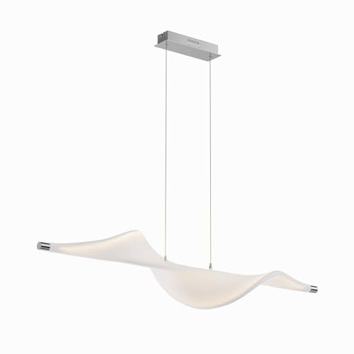 Lucande LED Pendellampa 'Edano' (modern) i vit av textil/siden för vardagsrum matsal (1 lamor, glödlampor ingår) - Textil pendellampa, matbordslampa, hänglampa
