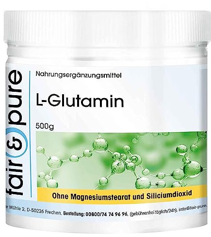 Fair & Pure® - L-Glutamin 500 g Pulver - 100% pur ohne Zusatzstoffe - Vegan - Proteinogene Aminosäure