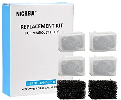 NICREW Accessoires de Filtre Intérieur Aquarium avec 2 Mousses Filtrantes et 4 Charbons Actifs, Convient Filtre Intérieur de 150L/H et de 200L/H