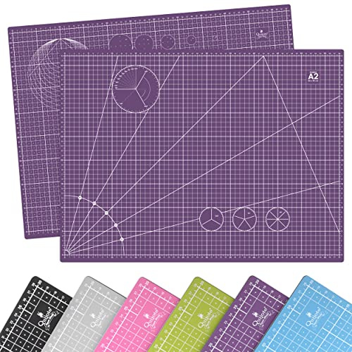 BASE DE CORTE QUIJOTE PAPER WORLD - Tamaño A2, 6 colores básicos, Patchwork, Guías de corte, cicatrización rápida, 3mm espesor, planchas para cortar - MORADO 1 UNIDAD