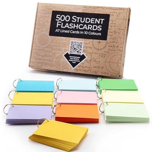 500 A7 Revision flashkort med färger och studieguide – Verbier Collection | Premiumkvalitet, tomma kort för tentor, kökort, indexkort, studieanteckningar