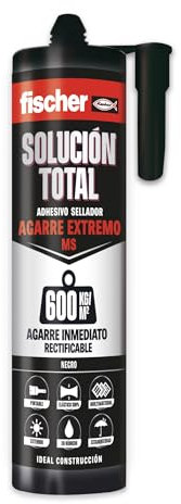 fischer - Solución Total Agarre Extremo 600kg Negro 290ml | Pegamento fuerte | Adhesivo y Sellante MS Polímero | Uso Interior y Exterior | Pintable y Resistente a Impactos