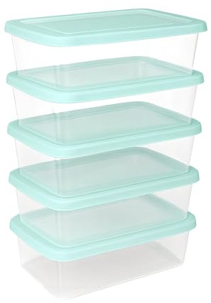 Sterilite 5-Pack Stackable Storage Bin with Lid, Clear Plastic Design, 6 Quart