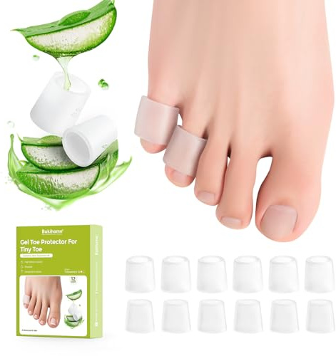 Bukihome Protezioni per dita dei piedi in silicone, aperte, per dita a martello, calli, vesciche, cuscinetti in gel morbido per alleviare il dolore, 12 pezzi (6 spessi + 6 sottili)