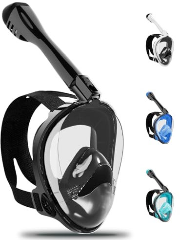 Schnorchelmaske Erwachsene Vollgesichtsmaske – CO₂ sicher Wasserdicht & Beschlagfrei Tauchmaske mit Kamera Halterung – Tauchermaske mit Tragetasche & Ohrstöpsel