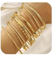 Uwiyo 10-12 Stück Gold Armreif für Damen, Stapelbare Gold Armband Böhmen Manschette Armreifs Indischer Armreif Armbänder Schmuck für Frauen Mädchen (Golde Set 1-10 Stück)