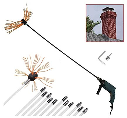 GOUJIAN Scopa for Camino in Nylon da 8 M, Spazzola for Camino, in Nylon, for Stufe, Scopa for Camino, Scopa for Camino, Scopa for Fuliggine, Scopa for Spazzacamino, Raccordi Kit Pulizia Camino(12 m)