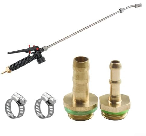 Lanza rociadora de varilla de riego de jardín, varita telescópica de latón, varilla rociadora de bomba de acero inoxidable ajustable con mango bloqueable y púas de latón (1 juego)