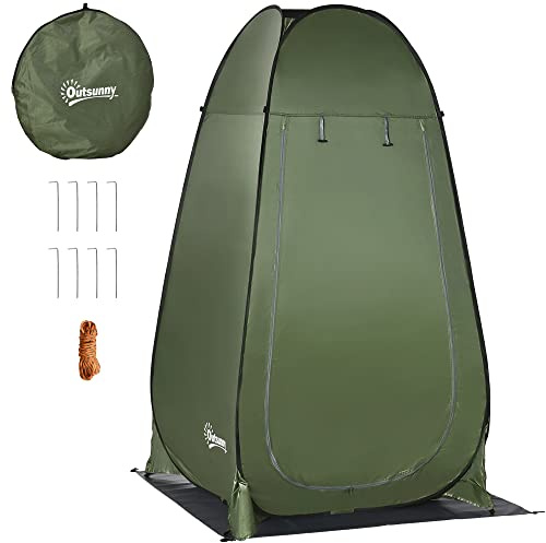 Outsunny Tenda Doccia da Campeggio Spogliatoio 126x124x189 cm Verde Scuro