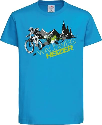 Baddery T-shirt de vélo pour enfant « Waldweg Heizer », Bleu océan., 146-152