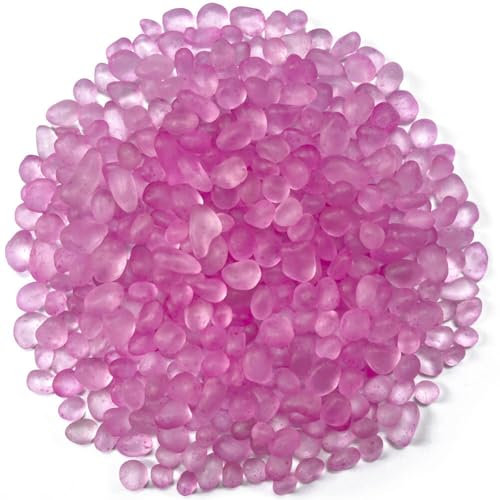 Siencooray Pietre di vetro, 385 g, ciottoli di ghiaia per acquario, ciottoli rosso rosa per acquario, vetro marino per riempire vasi artigianali